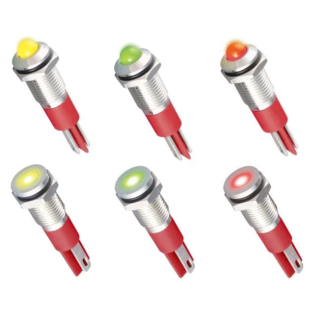 Siron Metal 8mm 24V 220V Two-Way LED Lamp Beads Stainless Steel Flat Head/ Domed Indicator Light