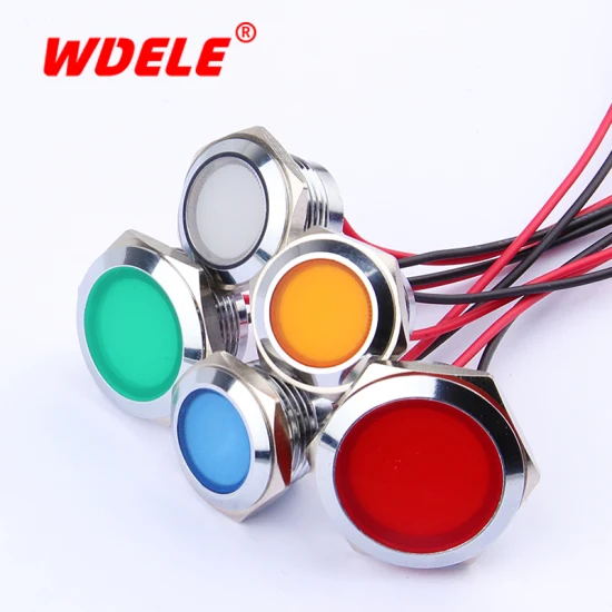 Wd19mm Waterproof Ultra-Short Metal Signal Indicator with Wire