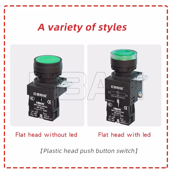 Chinese Manufacturers Xb2 Y5 LED 1no Normally Open Momentary 22mm Plastic Push Button Switch