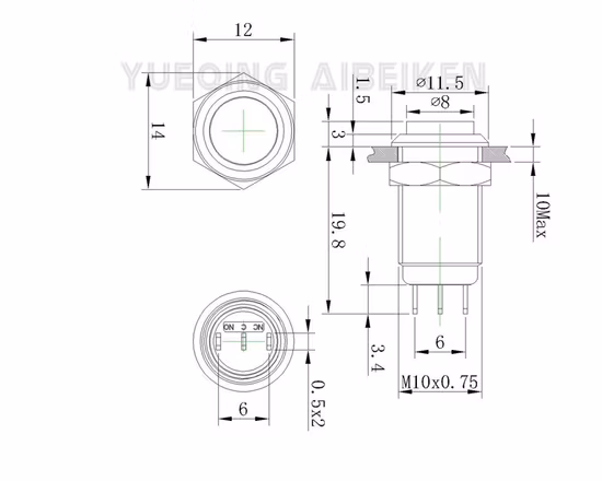 Mini High Round Momentary Electric Spst 10mm Push Button Switch