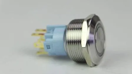 22mm Flat 6pin Latching LED Light Metal Push Button Switch