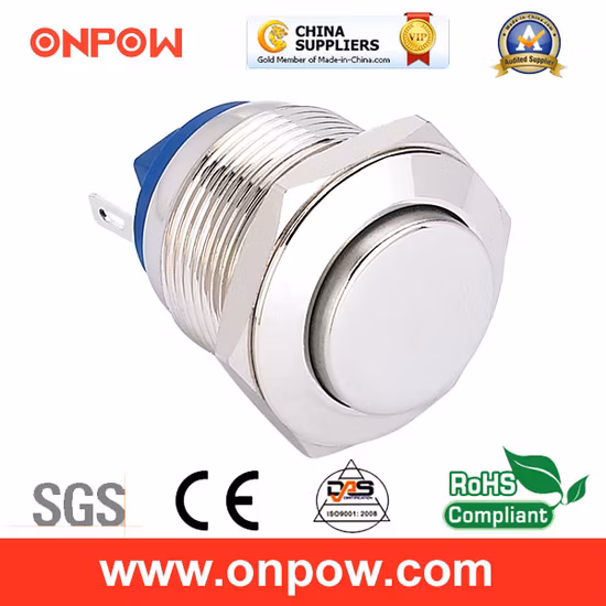 Onpow 19mm Metal Pushbutton Switch (GQ19H-10/J/S, CCC, CE, RoHS Compliant)