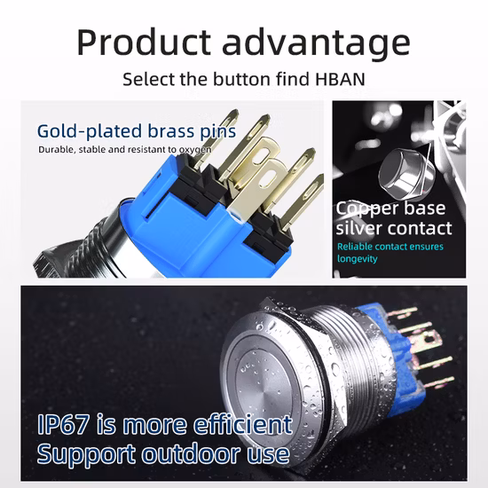 Elevator 2A 24VAC Waterproof 8mm Momentary 1no Metal Push Button Switch