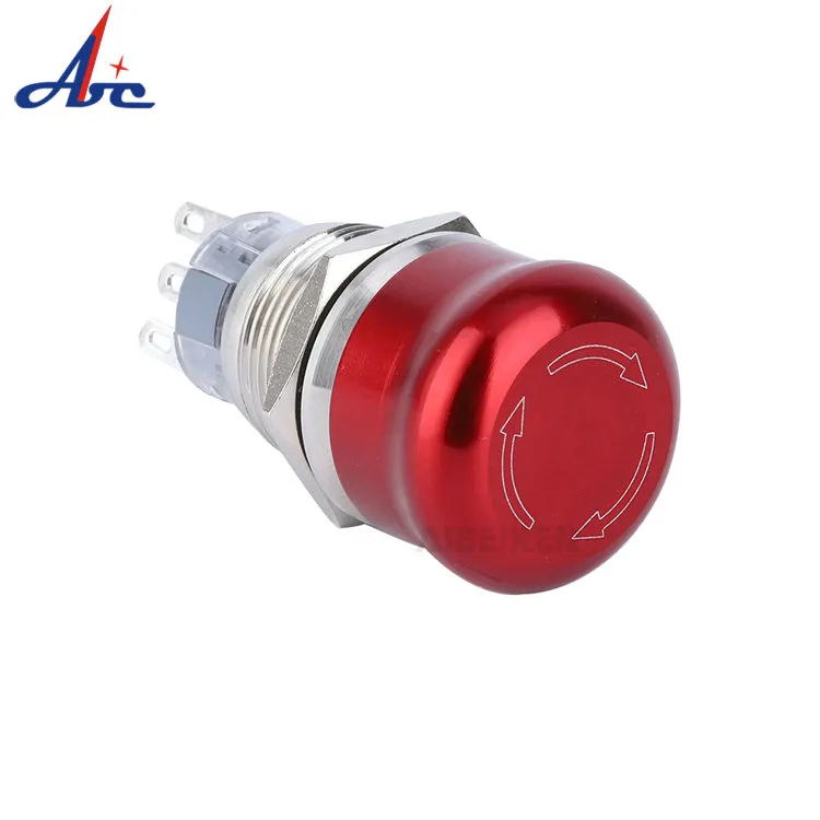 Wd 16mm Mushroom Red Stainless Steel Aluminum Metal Emergency Stop Push Button Switch