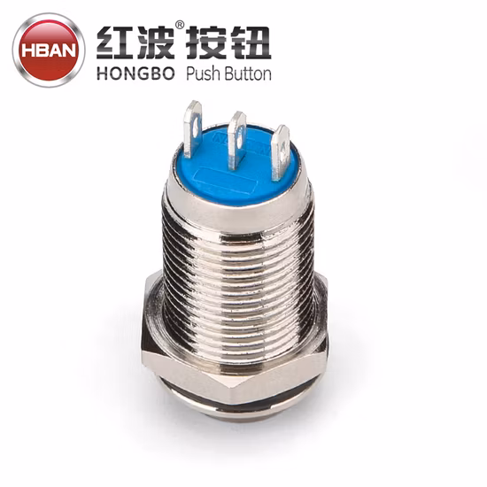 Pin Terminal 10mm Latching Push Button 1no1nc High Head Metal Small Switch