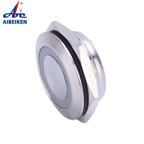 Super Shot Type Waterproof Stainless Steel Metal Momentary 25mm Flat Head Push Button Switch for Welding Machine Kitchen Hood