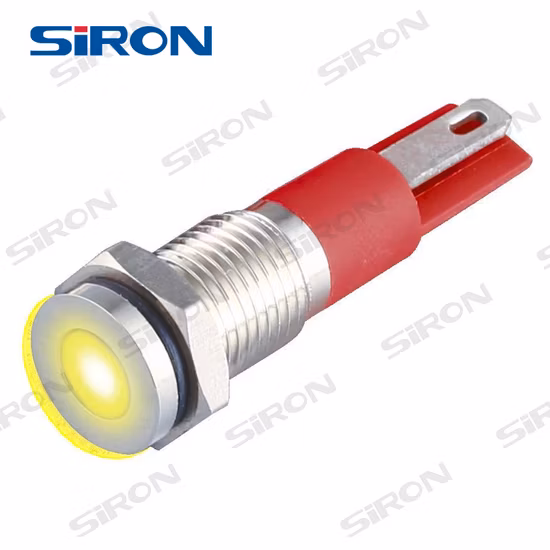 Siron Metal 8mm 24V 220V Two-Way LED Lamp Beads Stainless Steel Flat Head/ Domed Indicator Light